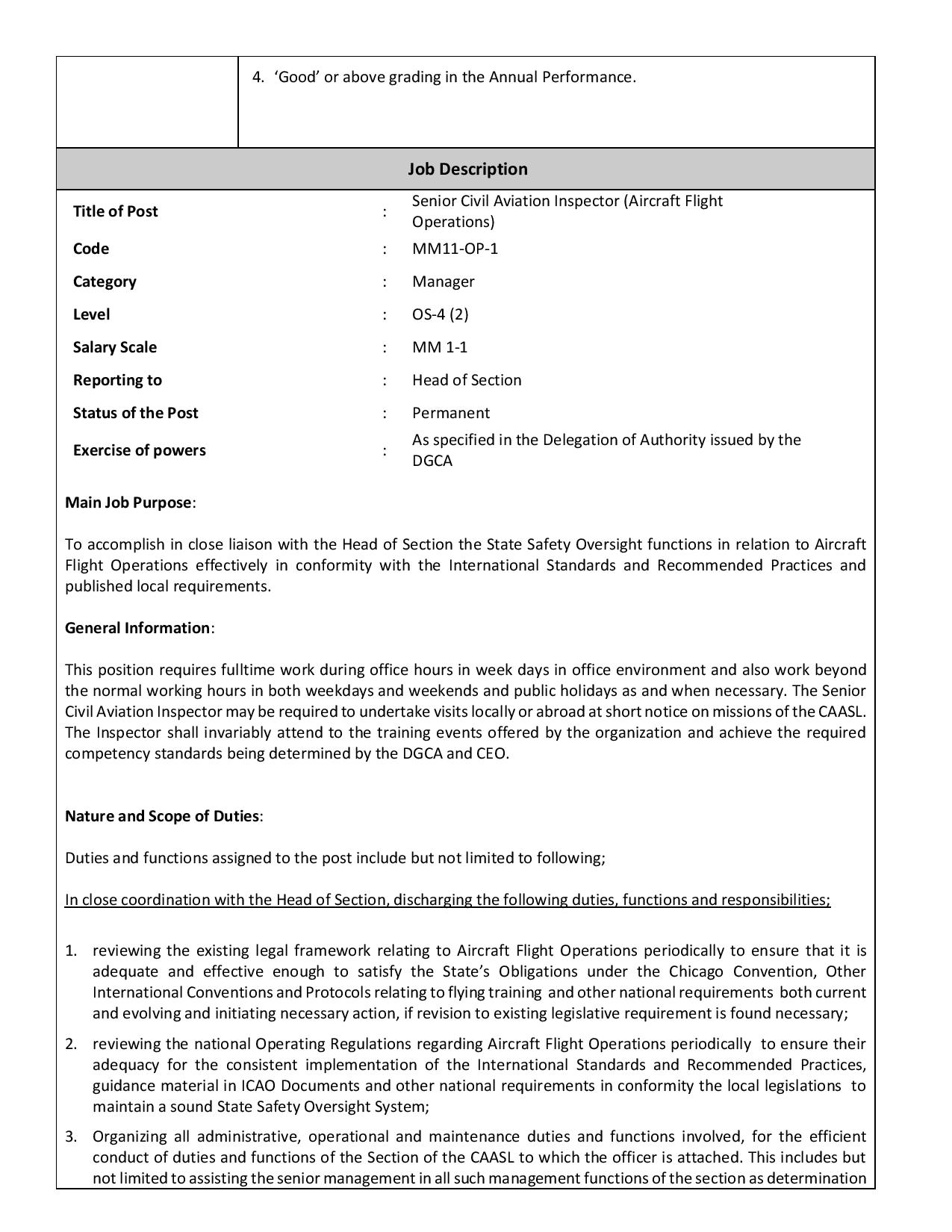 Senior Civil Aviation Inspector (Aircraft Flight Operations, Airline Security) - Civil Aviation Authority